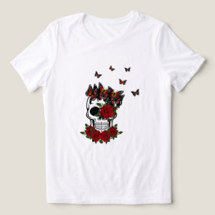 rozen bloemen en vlinderschedel Tri-Blend shirt