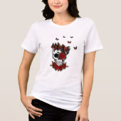  rozen bloemen en vlinderschedel Tri-Blend shirt (Voorkant)