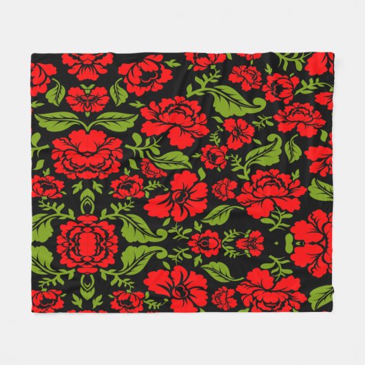 Rozen bloemen fleece deken (Voorkant (Horizontaal))