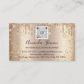Rozen Bloemen Gold Confetti Drip QR CODE Logo Visitekaartje (Achterkant)