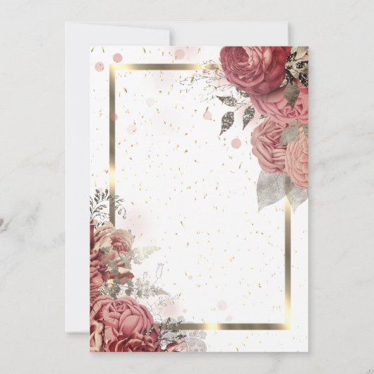 Rozen Bloemen Gold Lijst Pensioenuitkering Kaart (Achterkant)