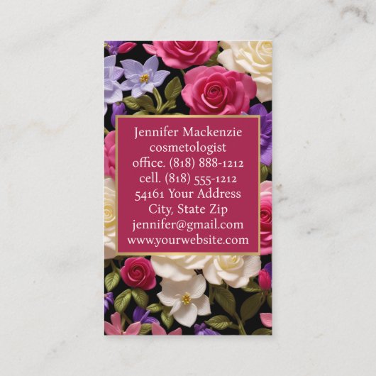  Rozen Bloemen Goud  Roze Paarse Visitekaartje (Achterkant)