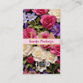 Rozen Bloemen Goud Roze Paarse Visitekaartje (Voorkant)