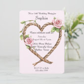 Rozen Bloemen Hart 16e Verjaardag Kaart (Staand voorkant)