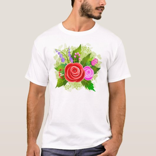 Rozen Bloemen Illustratie T-shirt (Voorkant)