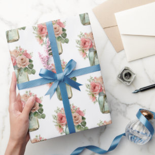 Rozen Bloemen Mason Jar Cadeaupapier