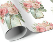 Rozen Bloemen Mason Jar Cadeaupapier (Rol Hoek)