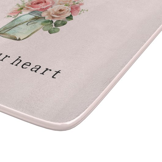 Rozen Bloemen Mason Jar Snijplank (Hoek)