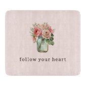 Rozen Bloemen Mason Jar Snijplank (Voorkant)