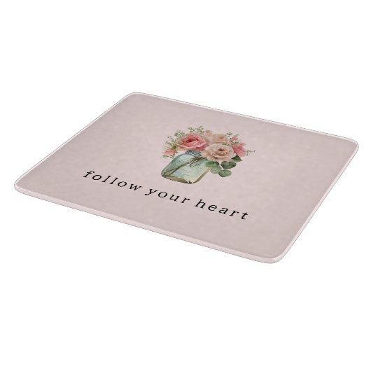 Rozen Bloemen Mason Jar Snijplank (Hoek)