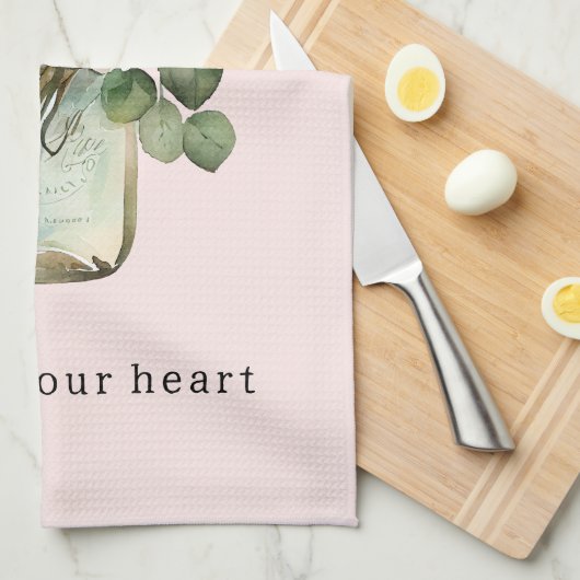 Rozen Bloemen Mason Jar Theedoek (Quarter Fold)