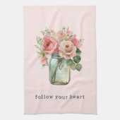 Rozen Bloemen Mason Jar Theedoek (Verticaal)