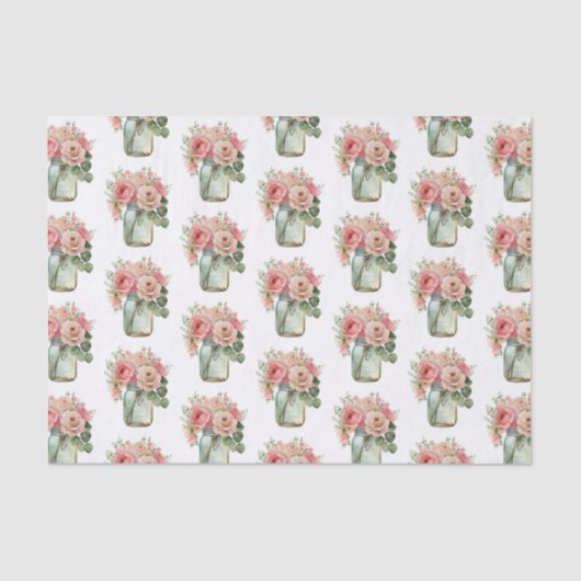 Rozen Bloemen Mason Jar Tissuepapier (Voorkant)