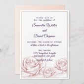 Rozen Bloemen Mooie bruiloft Uitnodiging Kaart (Voorkant / Achterkant)