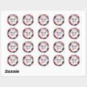  Rozen Bloemen & Navy Bloemist Dank u Ronde Sticker (Vel)