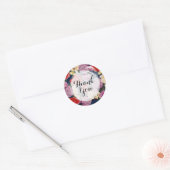  Rozen Bloemen & Navy Bloemist Dank u Ronde Sticker (Envelop)