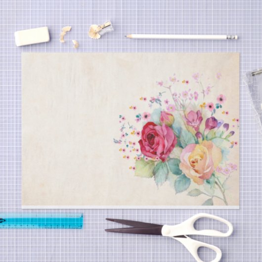 Rozen bloemen op Ecru Tissuepapier (Craft)