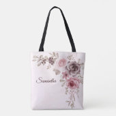  Rozen & bloemen op roze Tote Bag (Achterkant)