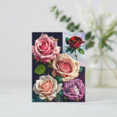 Rozen, bloemen, postkruising briefkaart (Staand voorkant)