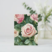 Rozen, bloemen, postkruising briefkaart (Staand voorkant)