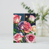 Rozen, bloemen, postkruising briefkaart (Staand voorkant)