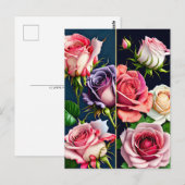 Rozen, bloemen, postkruising briefkaart (Voorkant / Achterkant)