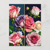 Rozen, bloemen, postkruising briefkaart (Voorkant)