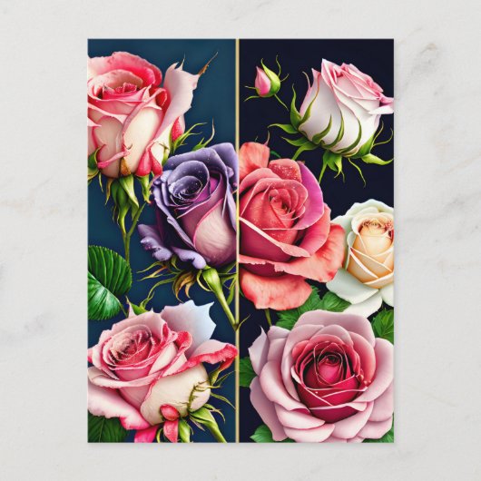 Rozen, bloemen, postkruising briefkaart (Voorkant)