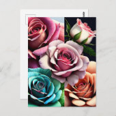 Rozen, bloemen, postkruising briefkaart (Voorkant / Achterkant)