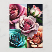 Rozen, bloemen, postkruising briefkaart (Voorkant)