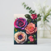 Rozen, bloemen, postkruising briefkaart (Staand voorkant)