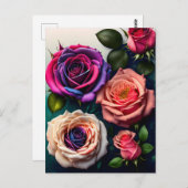 Rozen, bloemen, postkruising briefkaart (Voorkant / Achterkant)