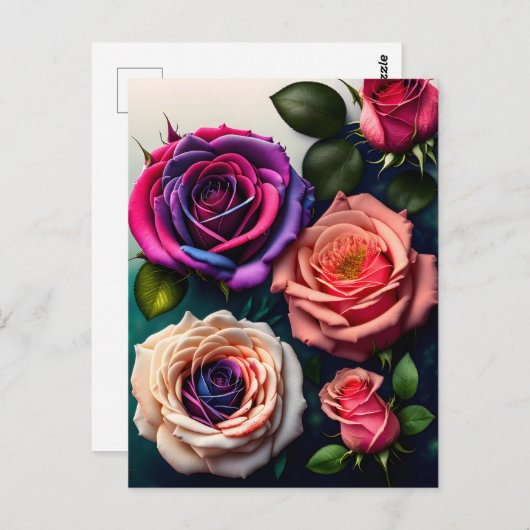 Rozen, bloemen, postkruising briefkaart (Voorkant / Achterkant)