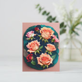 Rozen, bloemen, postkruising briefkaart (Staand voorkant)