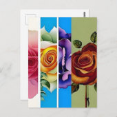 Rozen, bloemen, postkruising briefkaart (Voorkant / Achterkant)