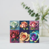 Rozen, bloemen, postkruising briefkaart (Staand voorkant)