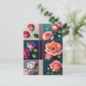 Rozen, bloemen, postkruising briefkaart (Staand voorkant)