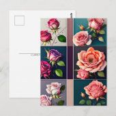 Rozen, bloemen, postkruising briefkaart (Voorkant / Achterkant)