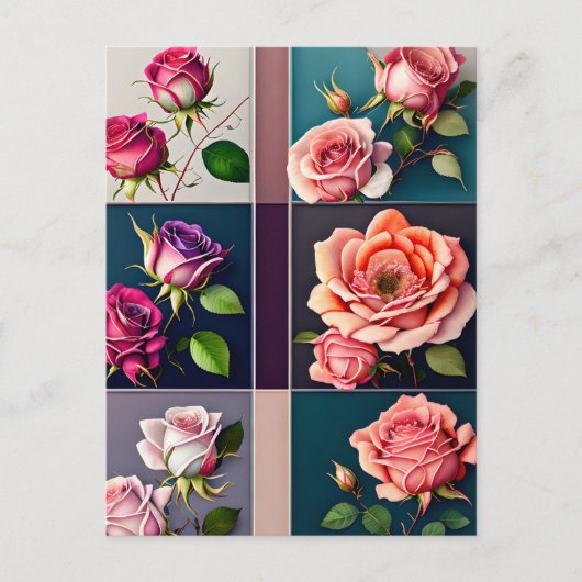 Rozen, bloemen, postkruising briefkaart (Voorkant)