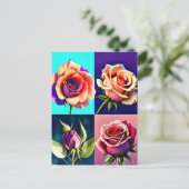 Rozen, bloemen, postkruising briefkaart (Staand voorkant)