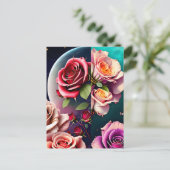 Rozen, bloemen, postkruising briefkaart (Staand voorkant)