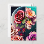 Rozen, bloemen, postkruising briefkaart (Voorkant / Achterkant)