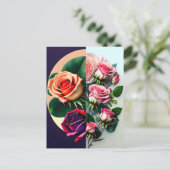 Rozen, bloemen, postkruising briefkaart (Staand voorkant)