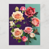 Rozen, bloemen, postkruising briefkaart (Voorkant)