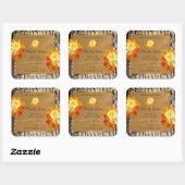 Rozen bloemen Productlabels Natuurlijke houten gra Vierkante Sticker (Vel)