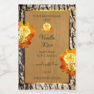 Rozen bloemen Productlabels Natuurlijke houten gra Voedselcontainer Etiket