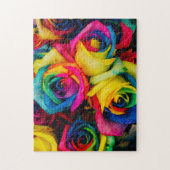 rozen bloemen regenboog schattige kunstkleuren legpuzzel (Verticaal)