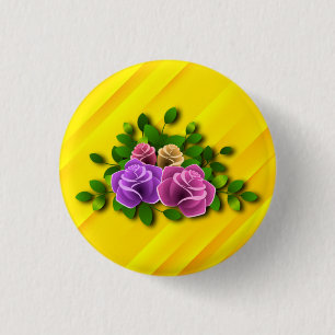 Rozen bloemen ronde button 3,2 cm