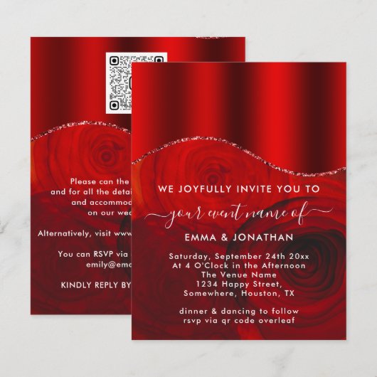 Rozen bloemen Roos bloemen Rode Modern (Voorkant / Achterkant)