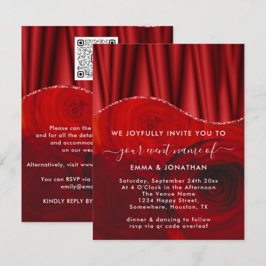 Rozen bloemen Roos bloemen rood glitter (Voorkant / Achterkant)